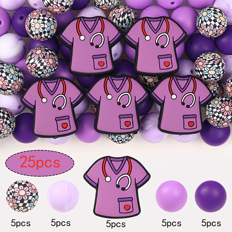 TEMU 25 pièces (3 couleurs) Perles en Silicone Série Uniforme d'Infirmière - Kits de