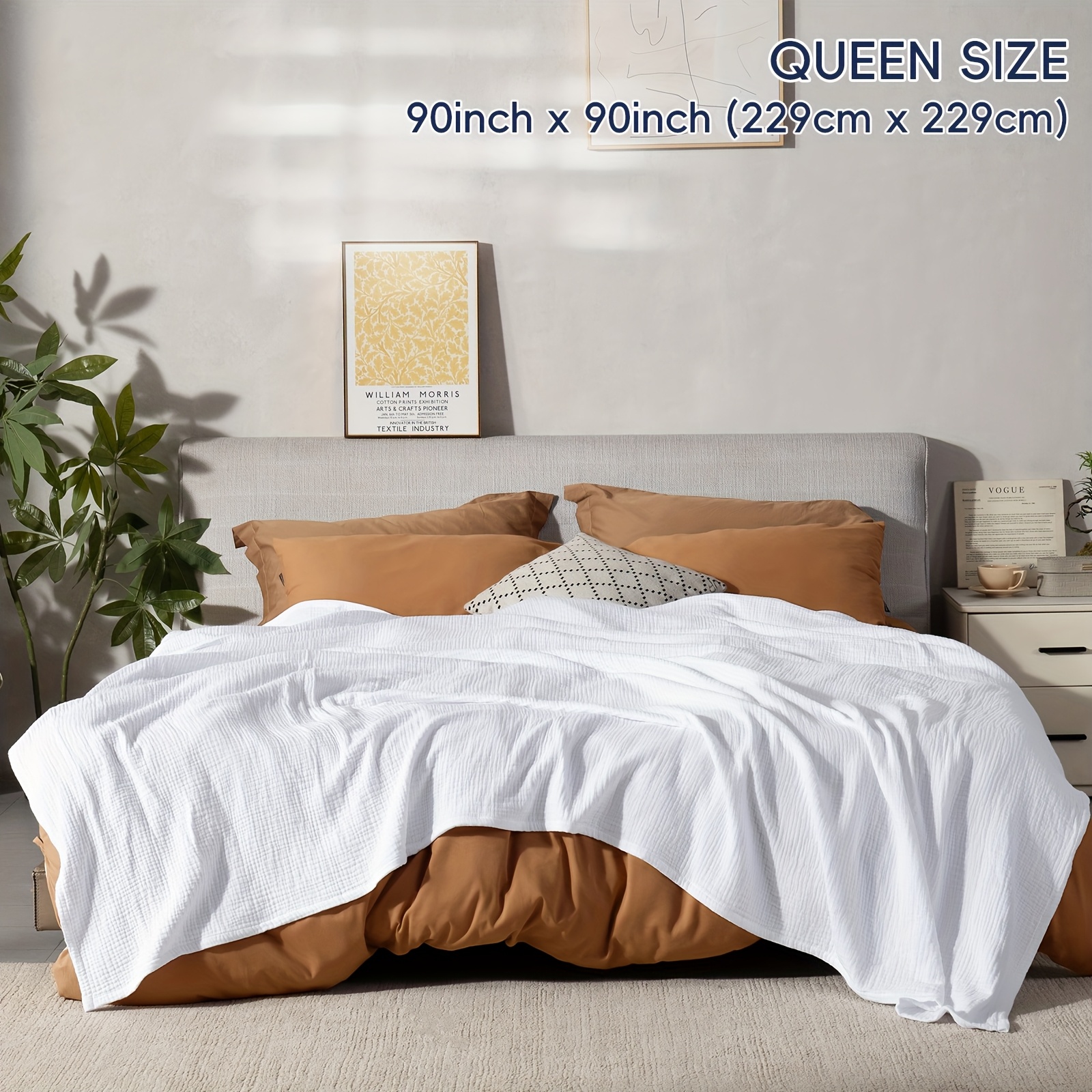 1pc 100% Cotton Muslin Blanket, And Breathable, Fluffy -like Cozy Muslin Bedding, Lightweight Quilt Perfect For , Pre-washed 4-layer Gauze Muslin Comforter, Decoration For Couch Bed Trip Camp