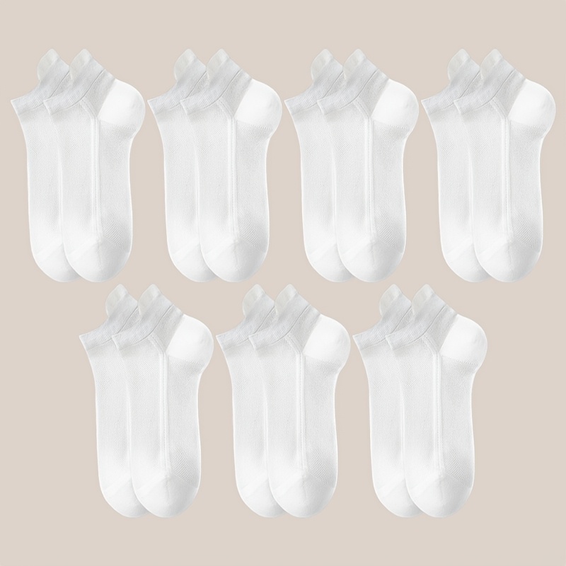 E-shop 7 Paar Damen-Dünne Socken für Frühling, Sommer Herbst, einfarbige atmungsaktive Netz-Unisex-Knöchelsocken, Sommer-Bootssocken für Damen mit