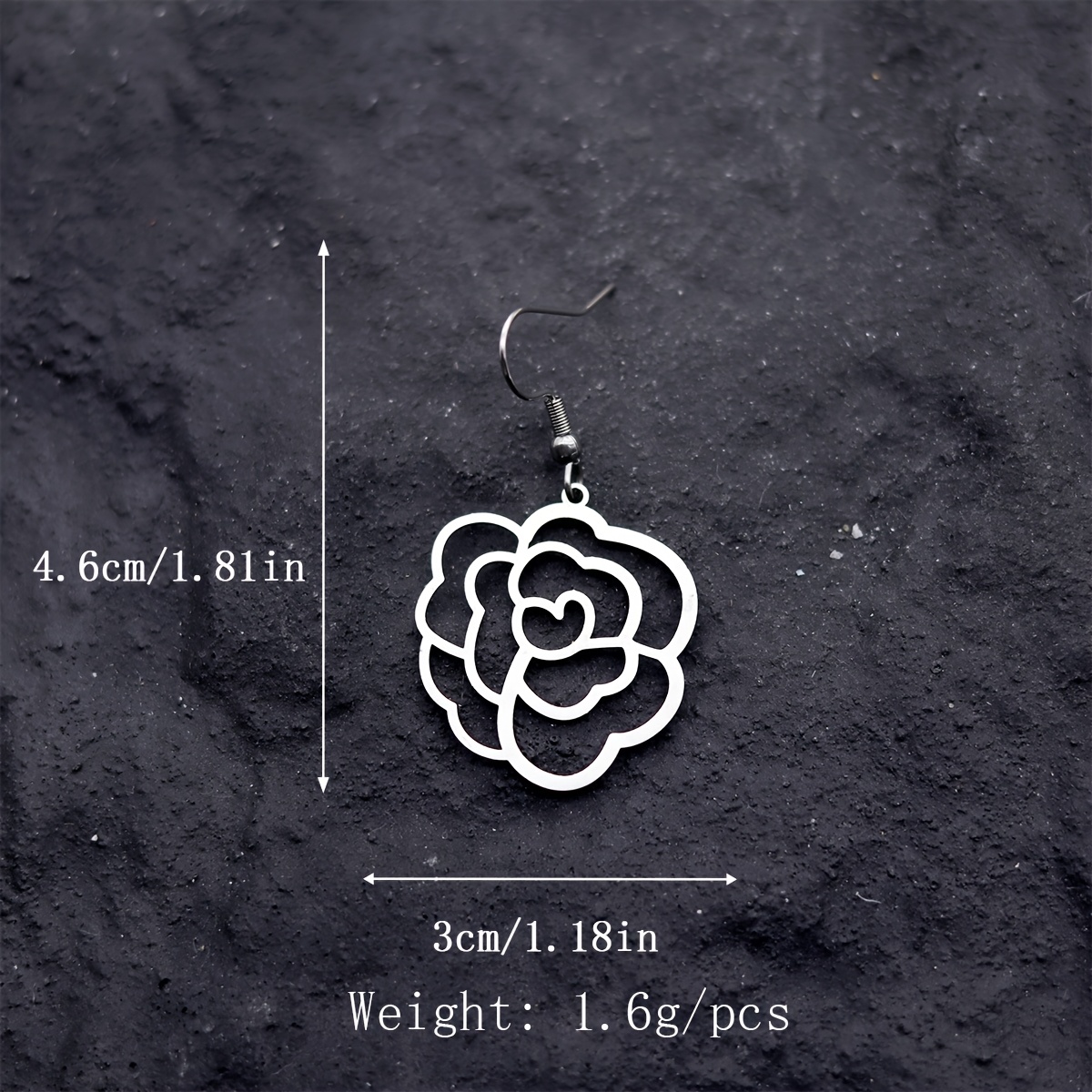 Vintage Rose Flower Stainless Steel Earrings, Elegant Design