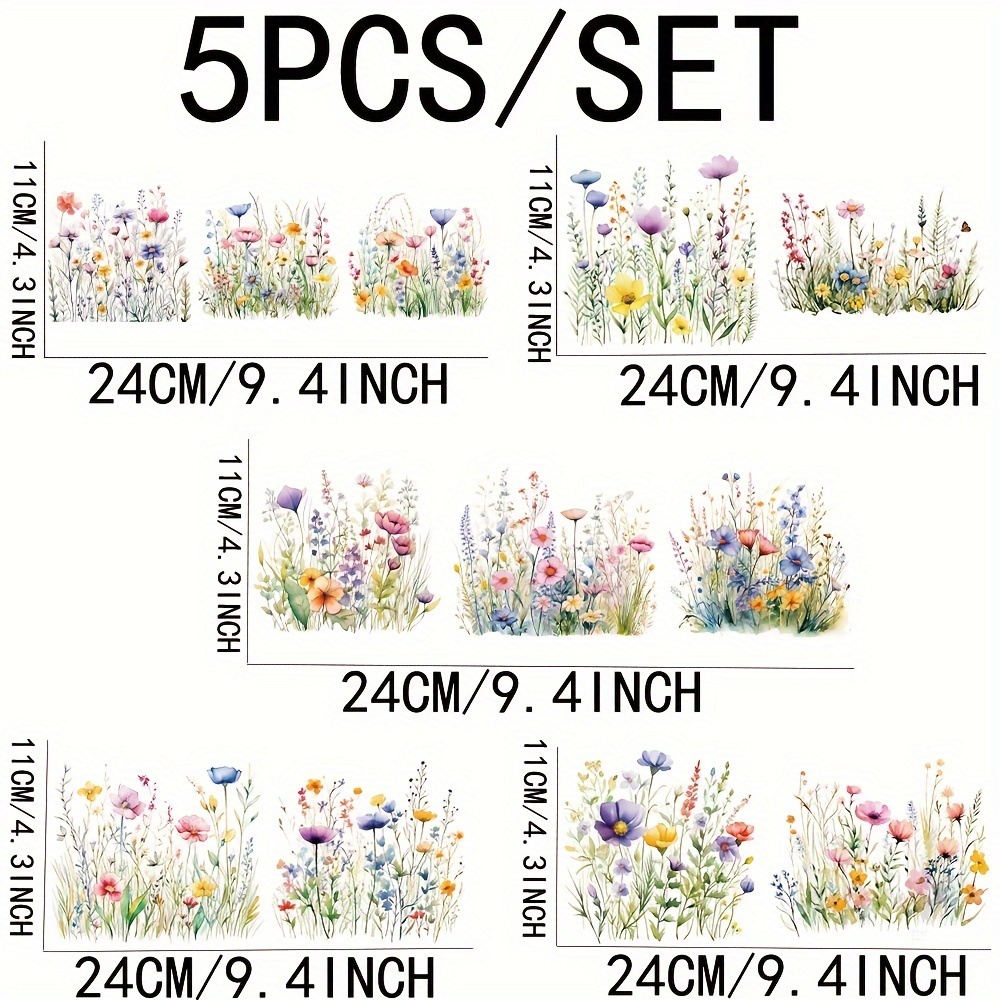 Image of Set Of 5 Vibrant For 16oz Glass Jars, Perfect For Decorating Plant Coffee Cups With High Self- Wraps Suitable For Uv Dtf