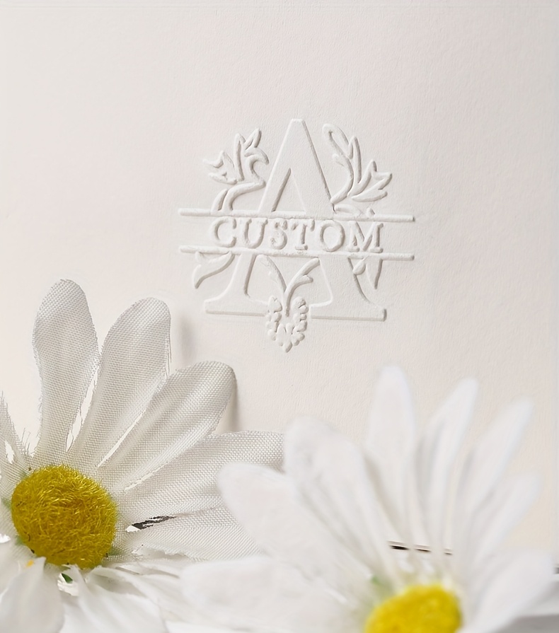 1pc Custom Pattern Embossed Stamp, Floral Letter Series in Black/Golden/Rose Golden Trio - Portable Embossing Tool for Party Invitations/Tissue Paper/Envelopes/Cards/Anniversary/Birthday/Holiday Gifts - ZMXL2