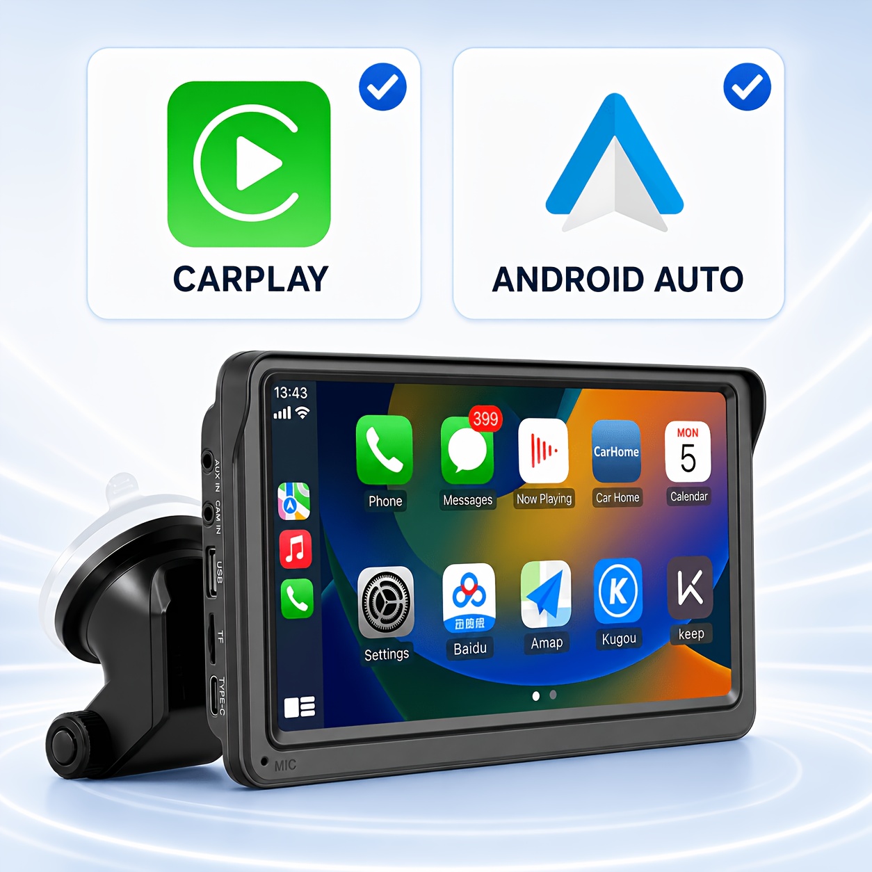 TEMU Venbes 10.26 Inch Smart Carplay Auto Multimedia Player Hd Touchscreen Phone Bt Aux Usb Tf Father's Day Gift, Without Battery