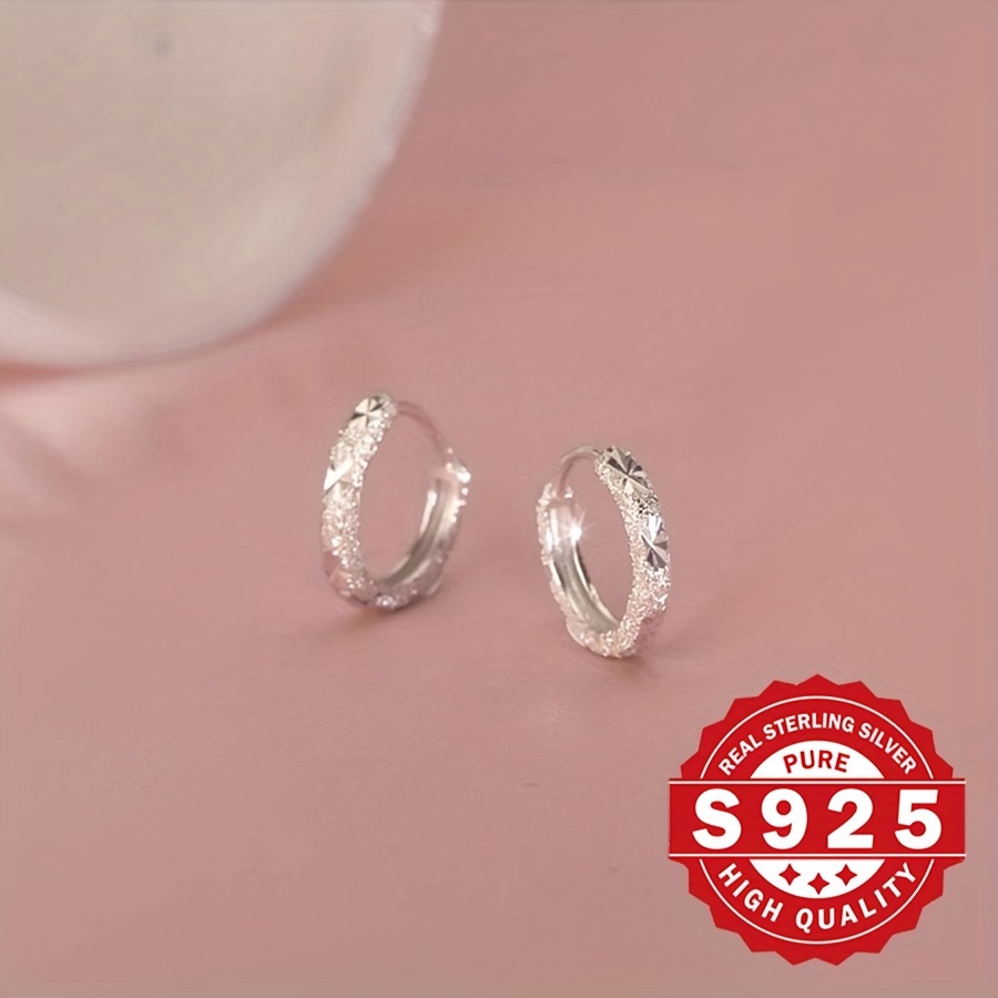 ladies 925   elegant small diameter frosted sparkling earrings hypoallergenic suitable for daily wear and gifts christmas jewelry throughout   Product details 3