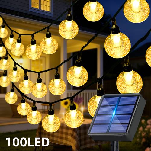 solar powered outdoor bubble ball string lights 14 3 9 3 7 garden decorative fairy lights 12 lighting with button control movie theme suitable for gardens trees weddings parties christmas and other occasions