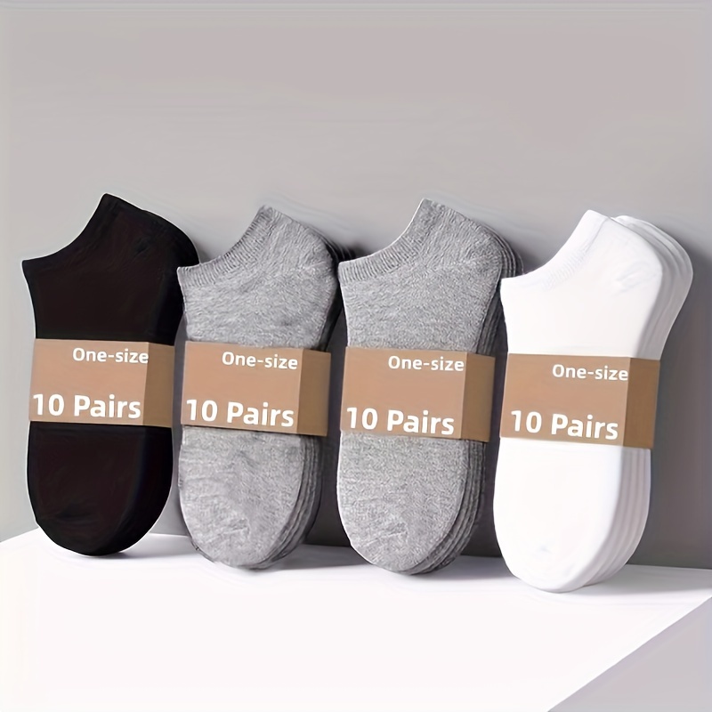 

1/5/10/20/30 Pairs Solid No Show Ankle Socks, Simple & Lightweight All-match Socks, Women's Stockings & Hosiery