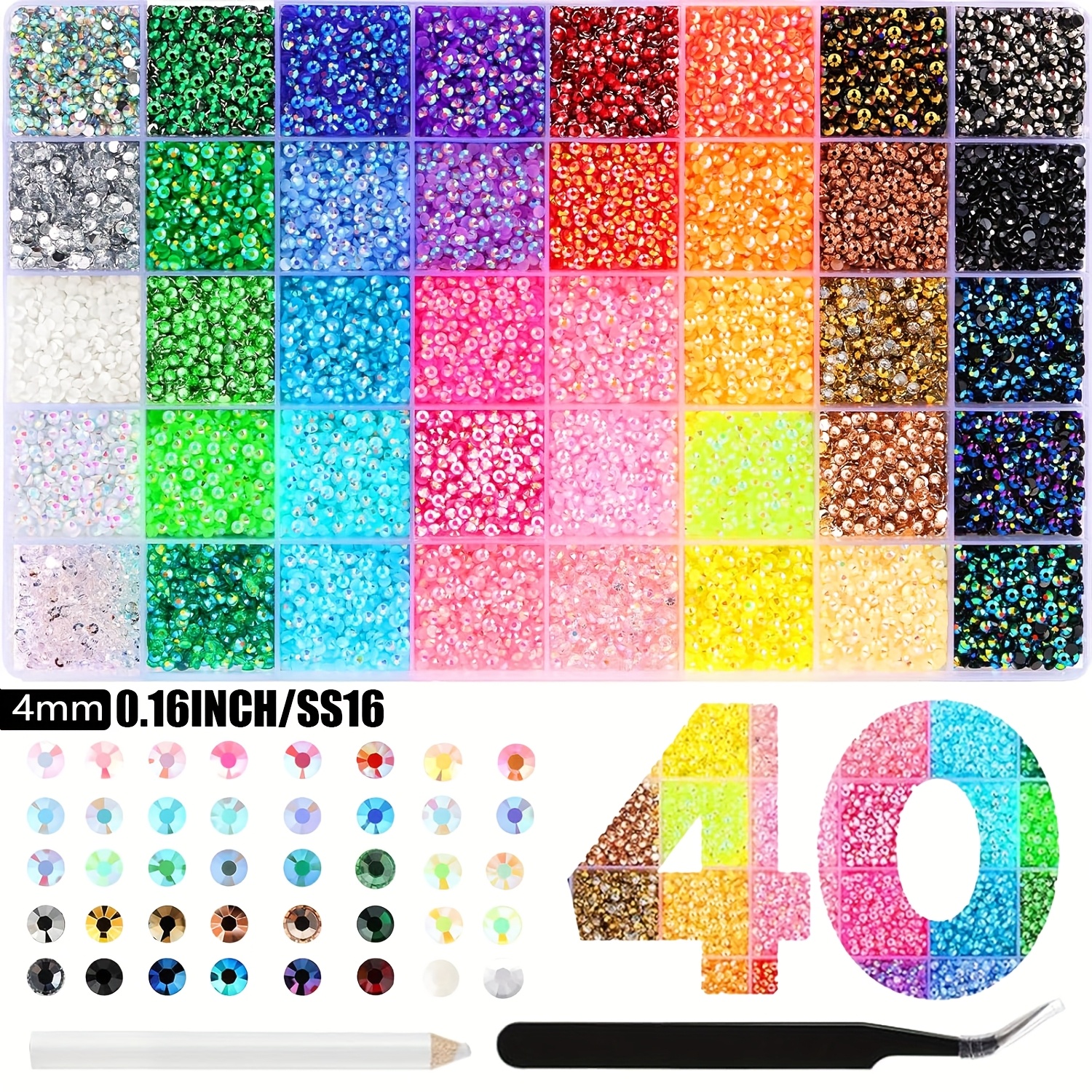 16000pcs 40 colors resin jelly rhinestones for bedazzling 3mm 4mm 5mm flatback gems for crafting bedazzling kit for clothing shoes nail make up book  
