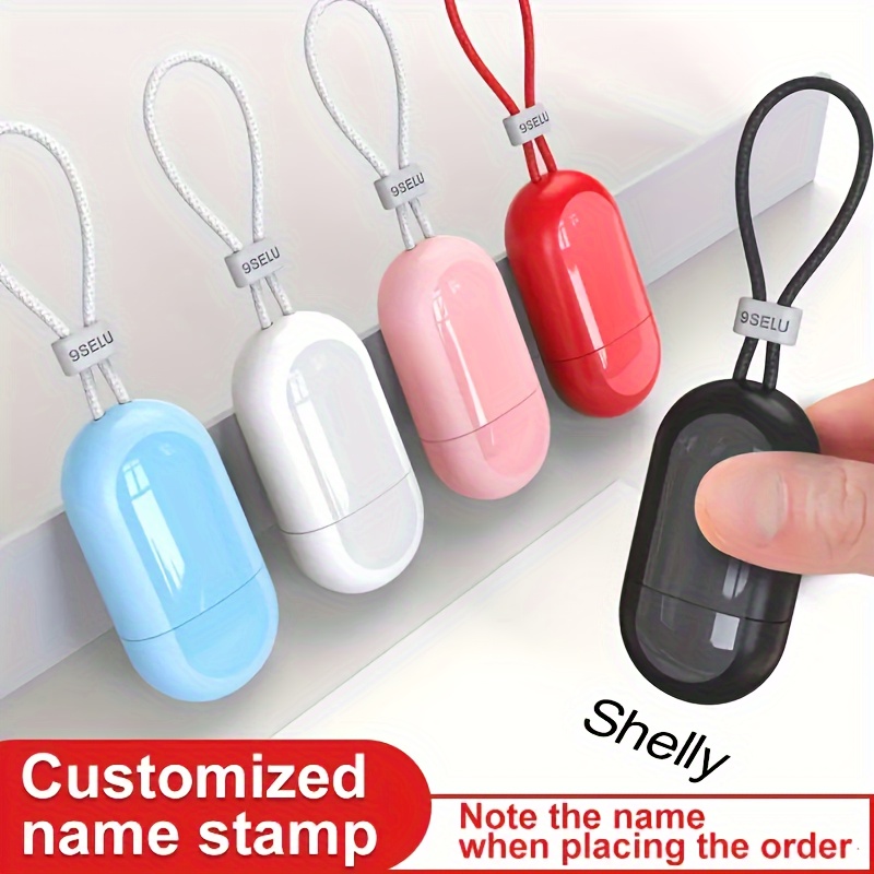 

Custom Engraved Stamp - Personalized Name Black, White, Red, Blue, Pink | Style For Office Use | Includes Waterproof Ink Bottle | Oval Abs Resin