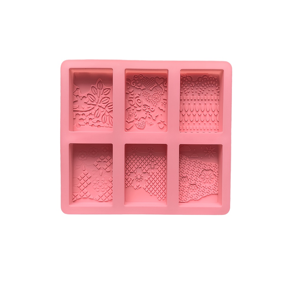 TEMU 1pc 6-cavity Rectangular Carved Soap Mold For Diy Handmade Aromatherapy Candles, Plaster, Epoxy Resin Soap Silicone Mold