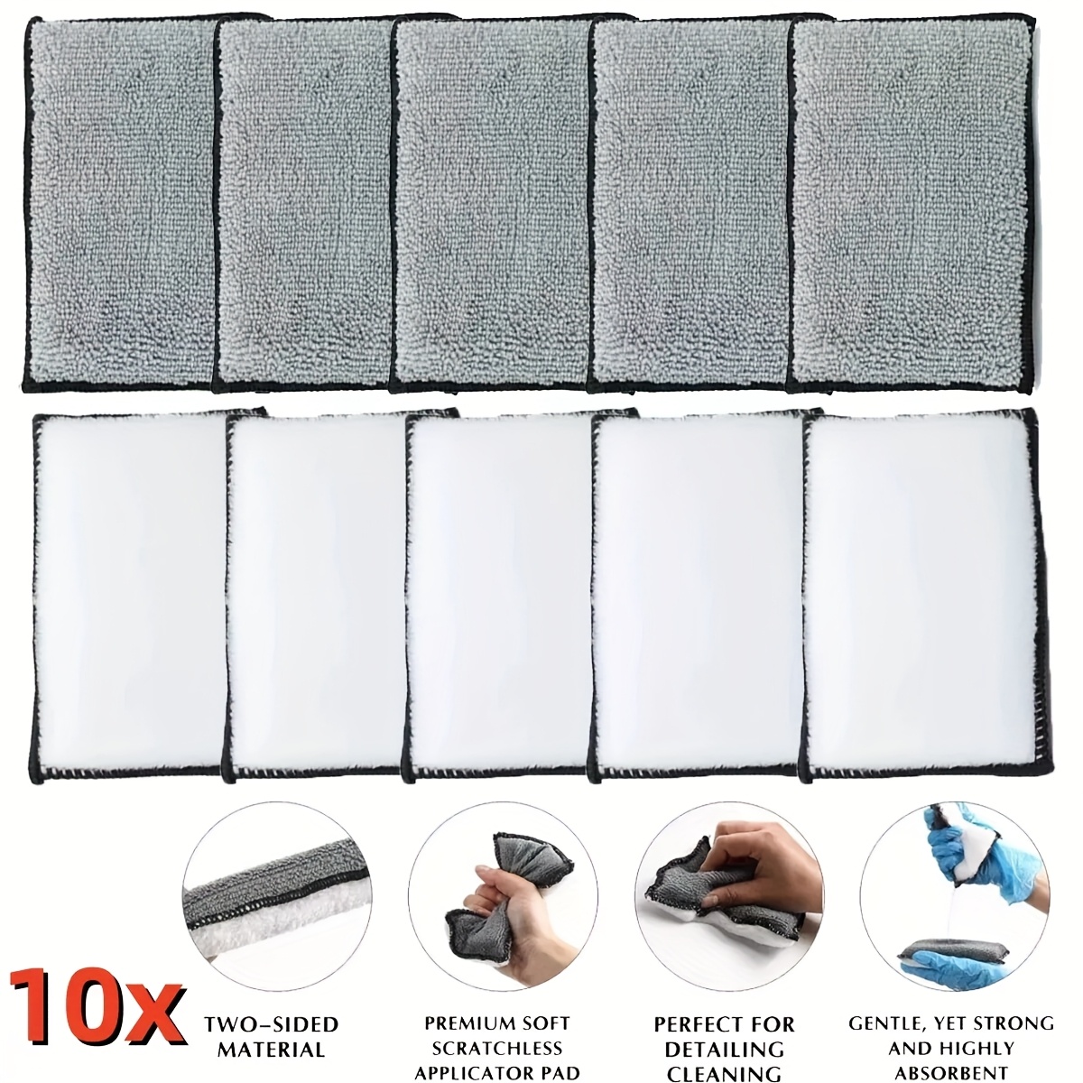 Image of 10pcs Upholstery Cleaning Sponge Set, Seat And Exterior Care Washing Block, Cloth Set