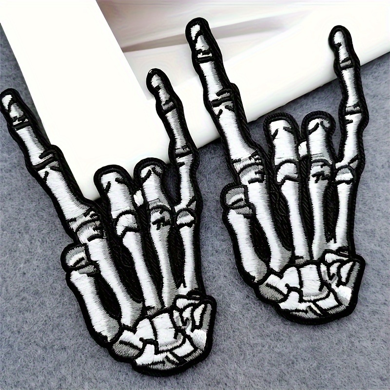 

2-pack Hand Gesture Embroidery Patches, Novelty , For Clothing, Hats, Backpacks, Shoes, Diy Halloween Decor, Sewing, Knitting, Patchwork, Art, Crafts, Badges, Iron-on Appliques