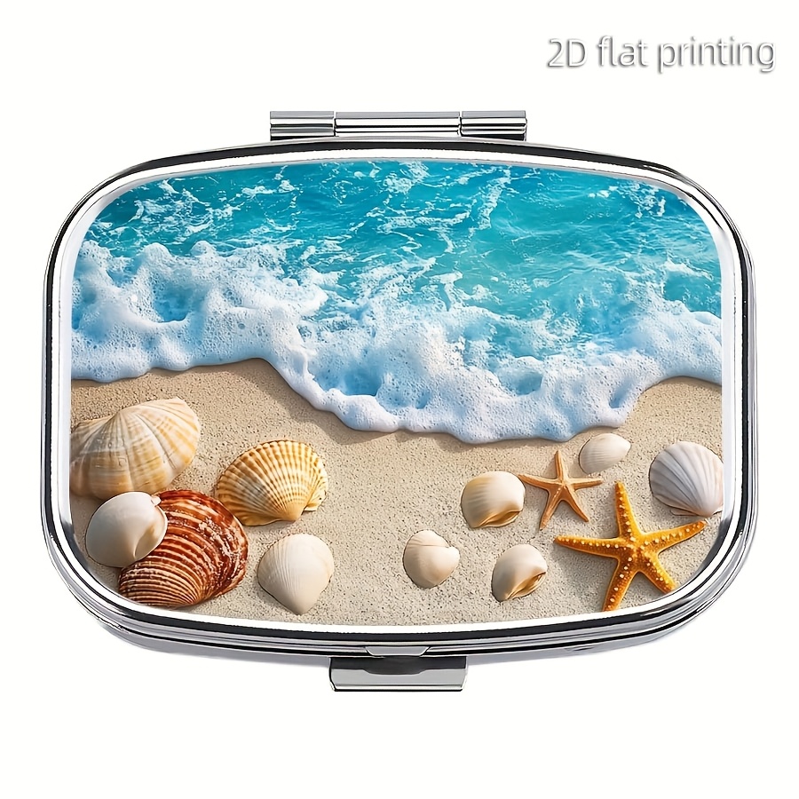 Image of 1pc Beach Pill Box, 2-compartment Portable Medicine Case - Perfect For Pockets Or Purses, Portable Pill Holder, Mini Pill Organizer For Travel Or Daily Use