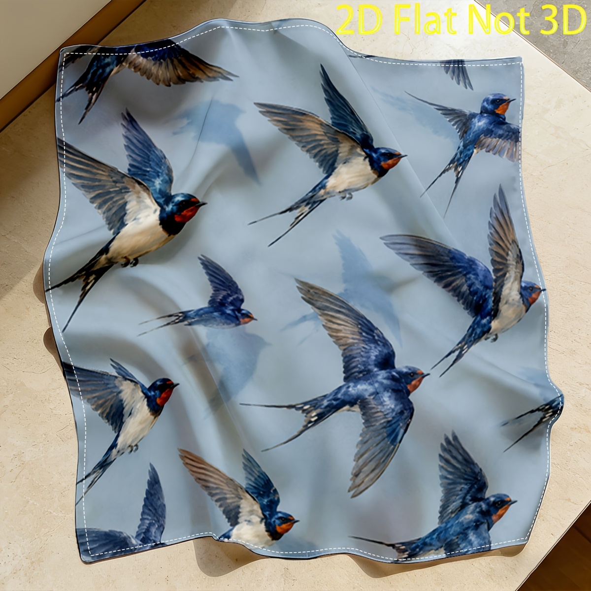 TEMU 2d Flat, 1pc Women's Flying Square Scarf - Multicolor Suitable For Casual & Wear, Machine Washable Elegant Bird Print Shawl, Versatile Gift For