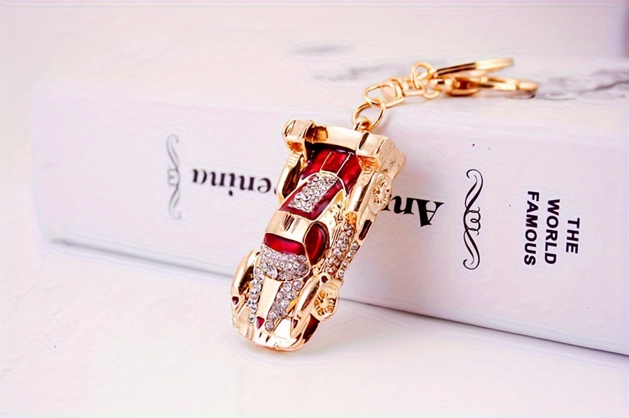 Chic Rhinestone Sports Car Keychain - Zinc Alloy Metal Pendant, Perfect Gift for Men & Women details 3