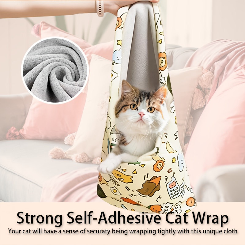 Cat Grooming Wrap - Anti Scratch Cat Nail Trimming Restraint Wrap | Anti Escape Selff Adherent Adjustable Blanket Fabric Wrap Cat | Cat Burrito Wrap