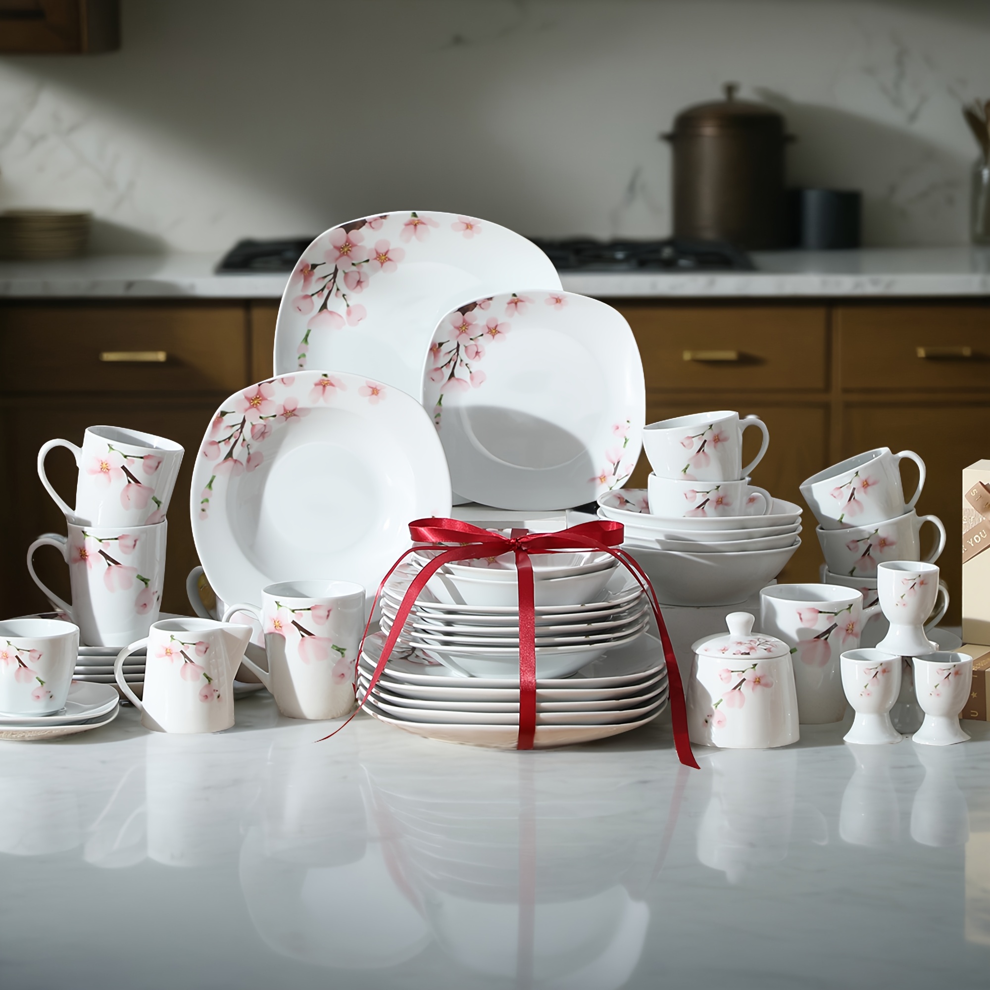 TEMU 50pcs Dinner Sets, Tableware Sets For 6 People, Tableware Sets Suitable For Family Gathering Dinner Plate, Dessert Plate, Soup Plate, And Cups