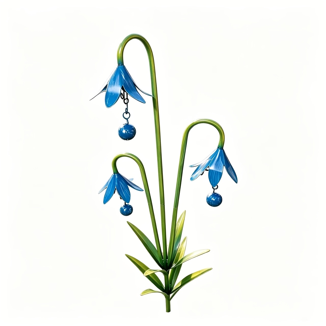 TEMU 【3d】 [3d] Wind Chime Flower Garden Ground Plug With Bells, Wrought Iron Flower Courtyard Ground Plug, Durable Handmade Ornaments For Outdoor