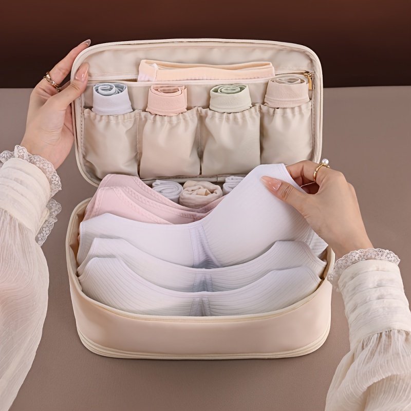 

Organisateur de Voyage en Nylon Spacieux pour Femmes - Sac de Rangement Léger à Double Couche avec Plusieurs Compartiments pour Soutiens-gorge & Chaussettes, Idéal pour de Valise, Bagage de Voyage