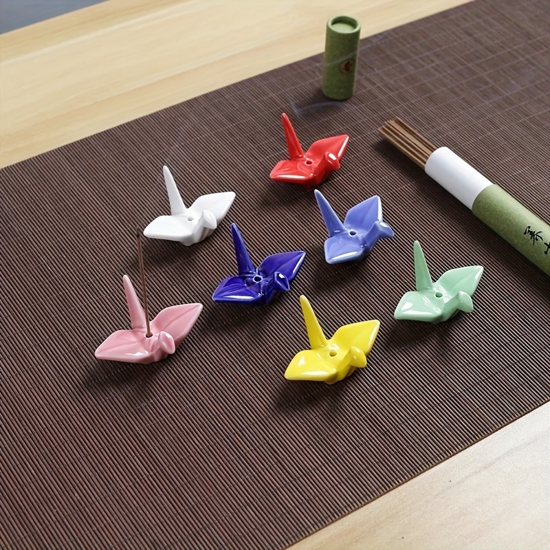 

1pc, Colorful Thousand Paper Crane Incense Stick Holder, Japanese Retro Pattern Incense Base Tea Hall Jewelry Home Decoration