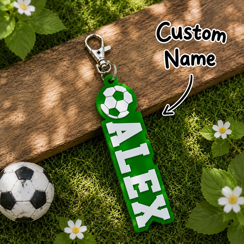 TEMU [custom] 1pc Personalized 3d Printed Soccer Name Keychain, Custom Soccer Team Gift For Players, Sports Keychains, Backpack Tags, Back-to-school