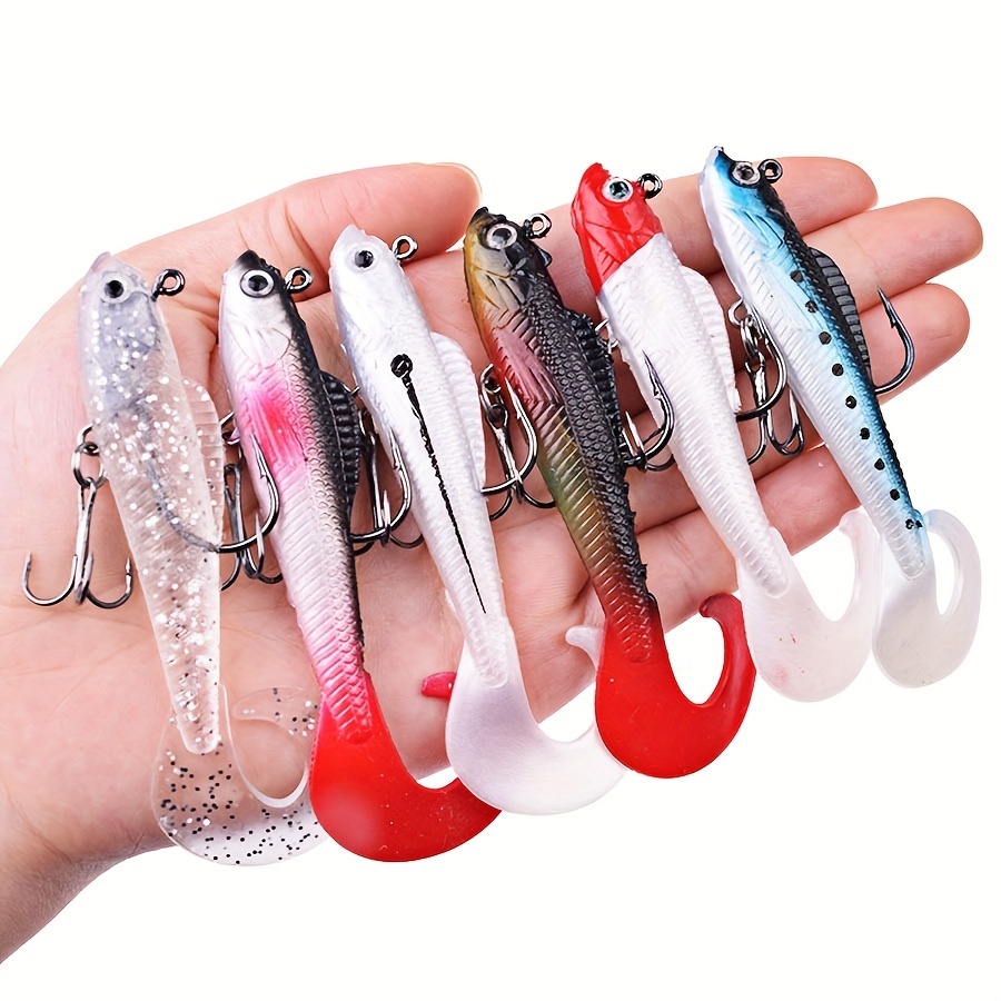 Soft Silicone Fishing Lures, 6-pack Lead Jig Heads With , Artificial Baits For Catching Bass And Other Fish