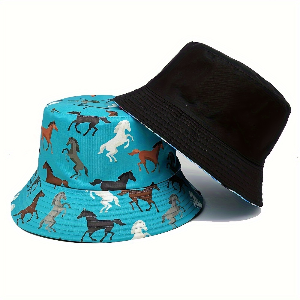 Fashion Horse Print Bucket Hat Men And Women Spring And Summer Reversible  Outdoor Travel Beach Hat, Shop Now For Limited-time Deals