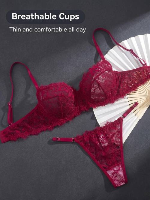 item picture solid eyelash lace strappy fashion set