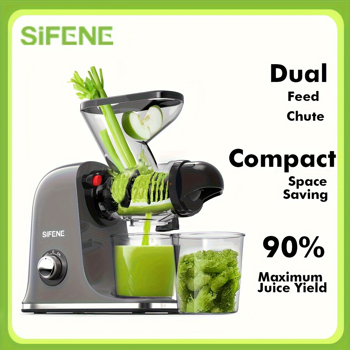 TEMU Masticating Juicers, Cold Press, Dual 3" , Anti-clog For Wheatgrass & Celery, Fruit & Veg Juice Extractor, Clean, Bpa Free