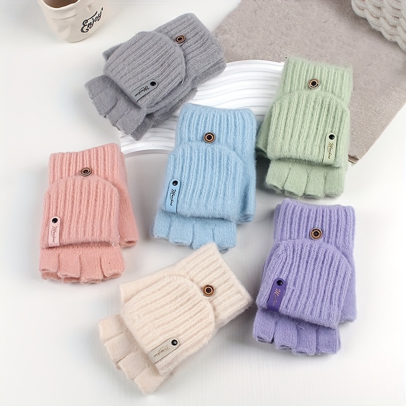 

Women's Winter Fingerless Gloves, Polyester Knit, Foldable Warm Gloves, Outdoor Casual Wear, Hand Wash Only, Autumn/winter Season