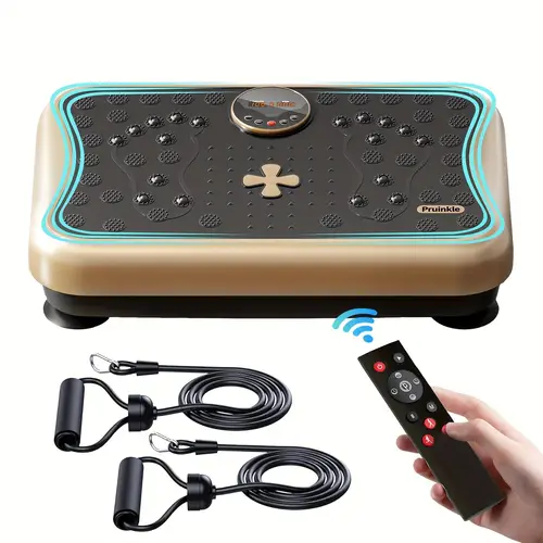 3d vibration plate exercise machine remote control bands body workout leg toning and shaping features 180 adjustable levels supports a platform for home gym fitness wellness
