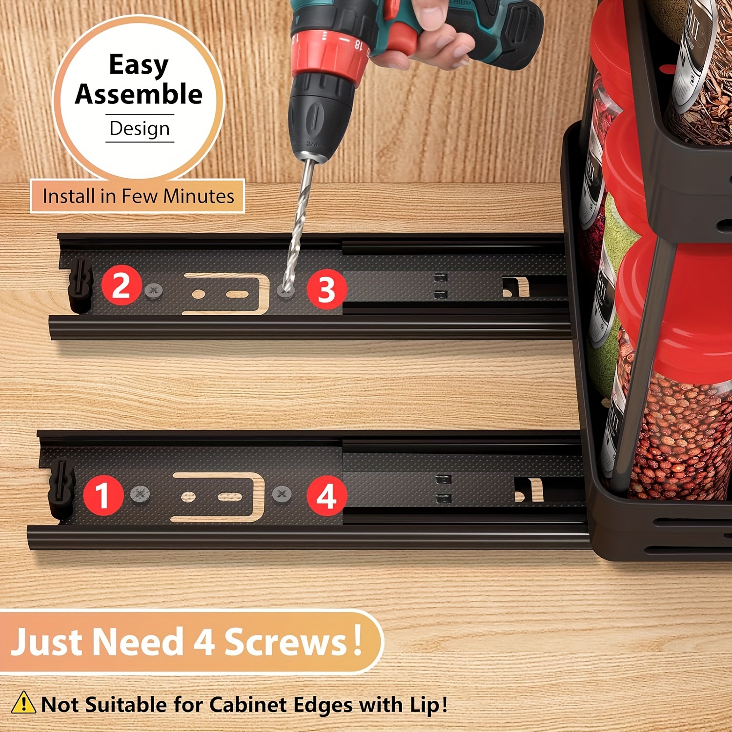 Simple Houseware Gewürzregal Aus Kunststoff, 3-stöckig, Transparent - Platzsparender Organizer Für Küche & Schrank