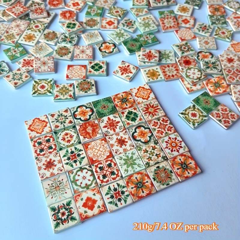 E-shop 105/210g Pack DIY Schmelzglas-Mosaikfliesen, 3D-Designs in verschiedenen Farben und Mustern für Heimdekoration, Bastelprojekte, kreative