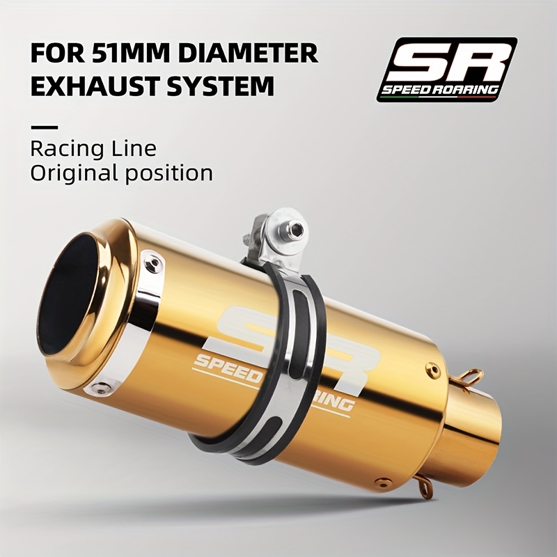 51mm diameter   racing stainless steel exhaust pipe   golden   universal for street touring enduro   motorcycles   enduro motorcycle pipe aesthetic pipe   construction motorcycle accessories details 0