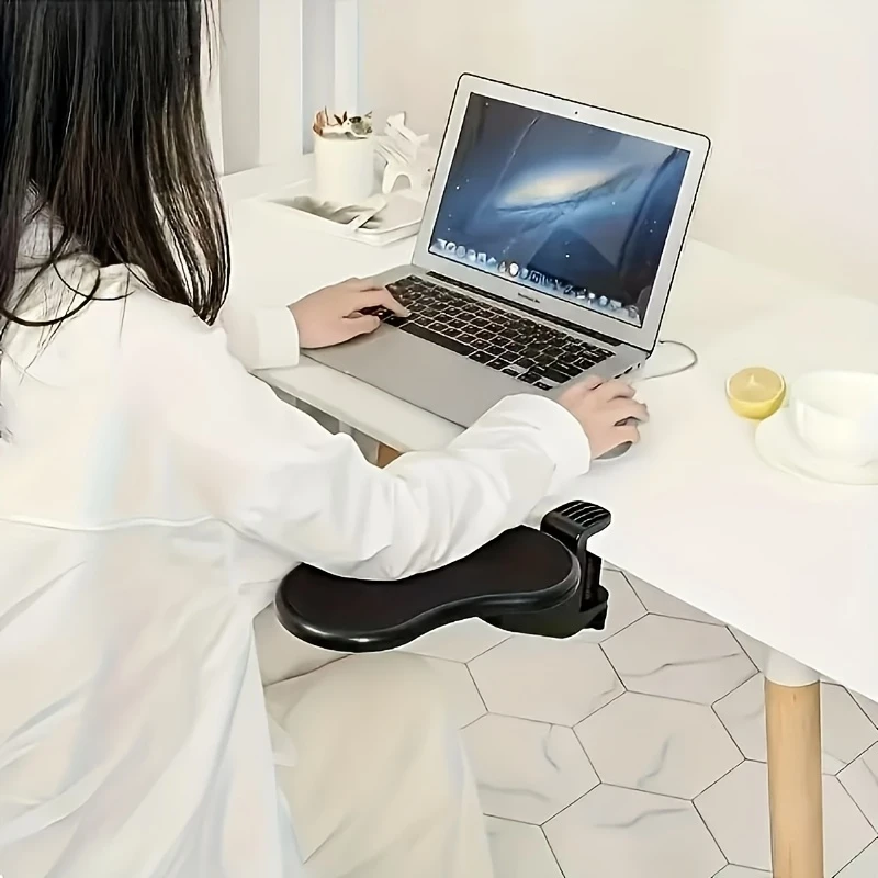 adjustable ergonomic computer armrest 180 rotating keyboard and mouse support with wrist guard comfortable typing and gaming setup blac details 0