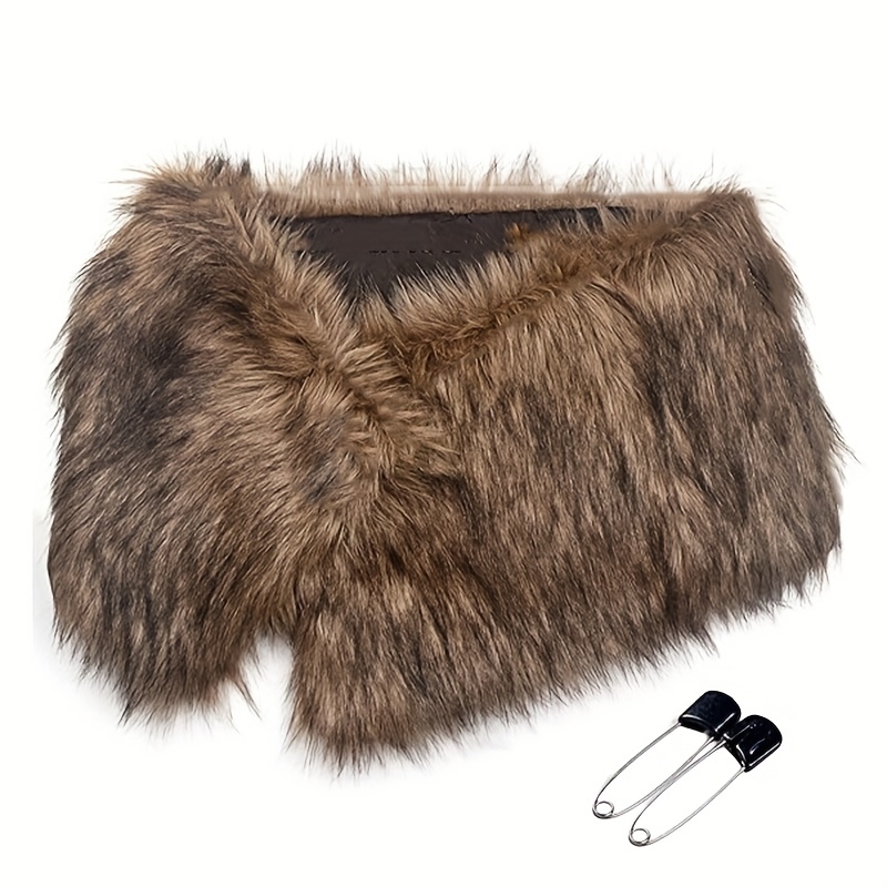 E-shop 1 Stück Damen Wikinger-Königin Kostüm Umhang mit Kunstpelzkragen – Wickelschal mit kunstvollem Pelzbort, Nordische Kriegerin Outfit für