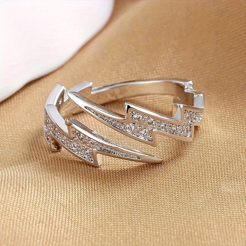 Rhinestone Lightning Adjustable Open Ring Bling Bling Eye-catching for Women