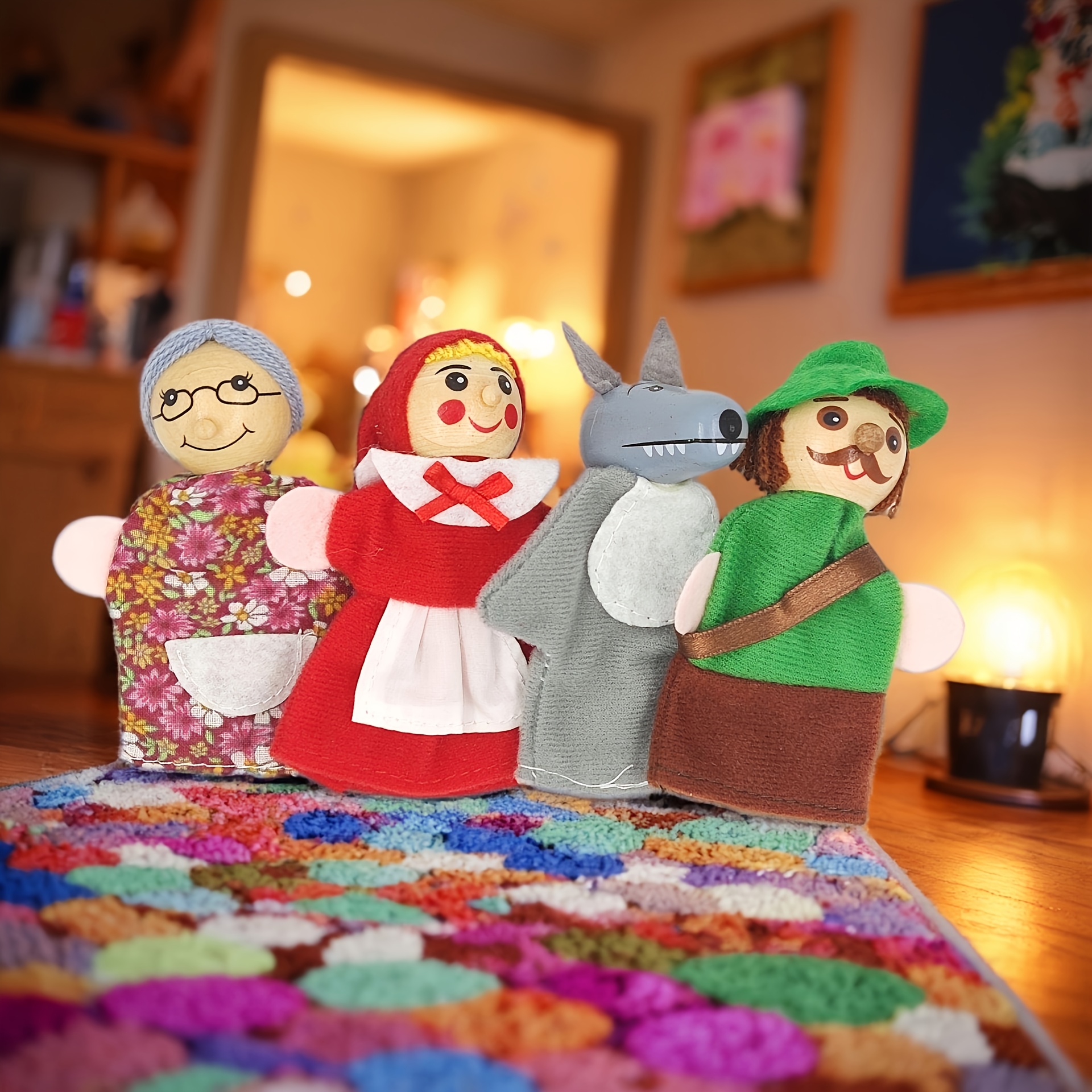 interactive finger puppet: 3 little     | interactive parent-child toy,   & wolf grandma doll set, vibrant hand puppets with tale-  accessories -  , durable toys for imaginative playtime, hand puppets for kids 0