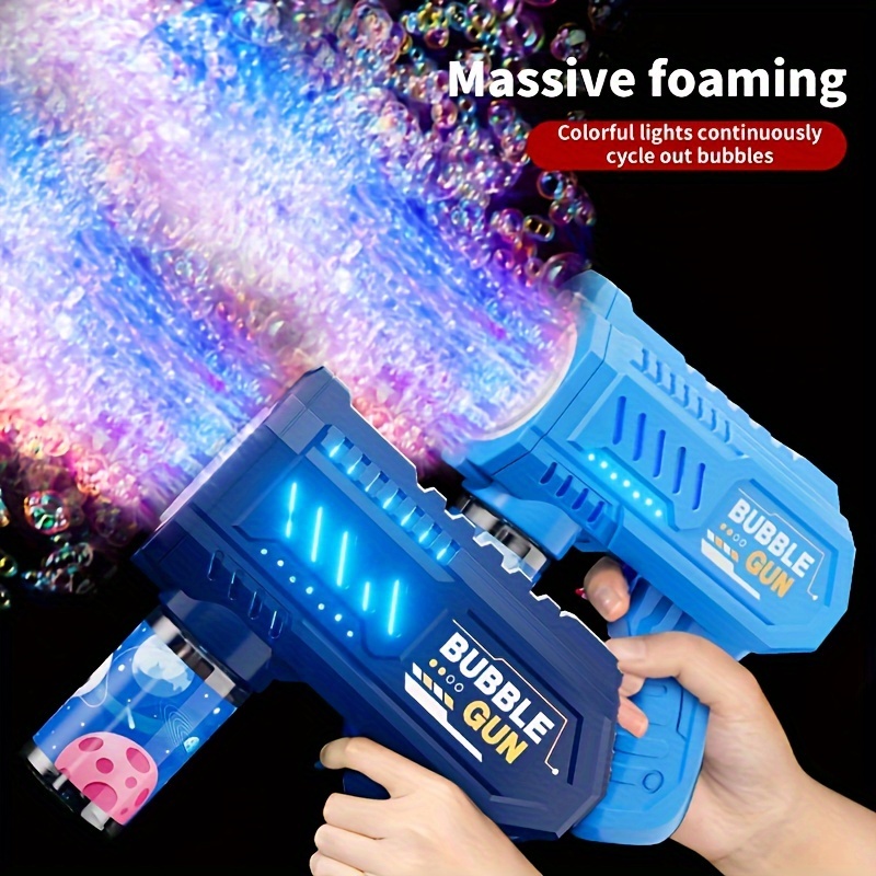 

2 Pcs Bubble Gun Rocket 10 Holes Soap Bubbles Machine Christmas Gift Gun Shape Automatic Blower With Light Toys For Kids