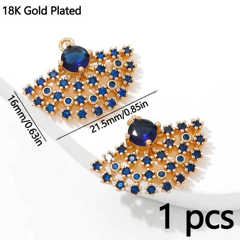 TEMU 1 pieza Colgante de de metal de latón chapado en oro de 18K, Dijes para aretes calados con incrustaciones, Suministros para hacer aretes,