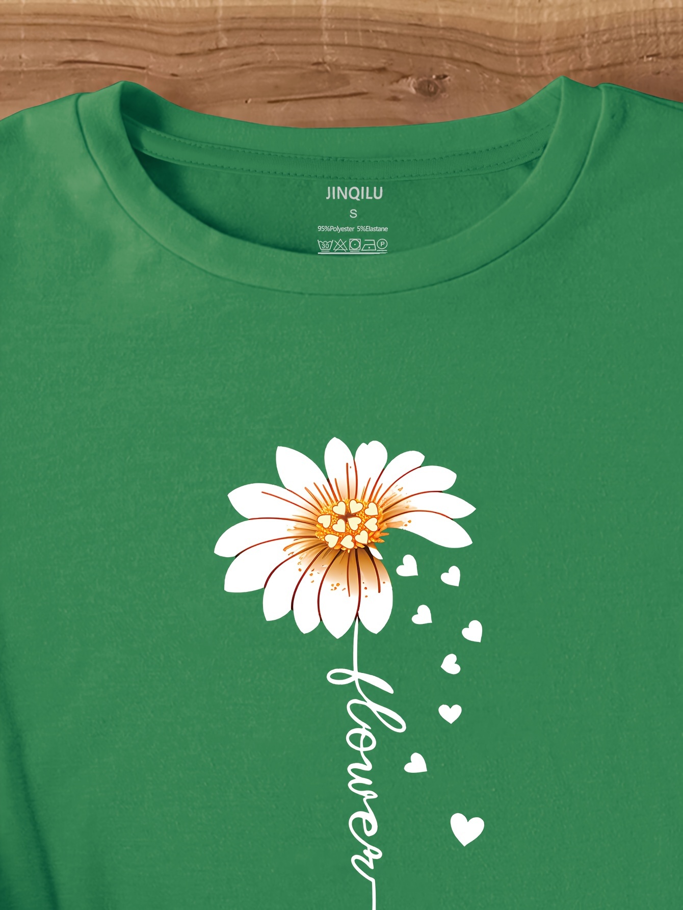 faith letter flower print t shirt casual short sleeve crew neck top womens clothing valentines day Product details 2