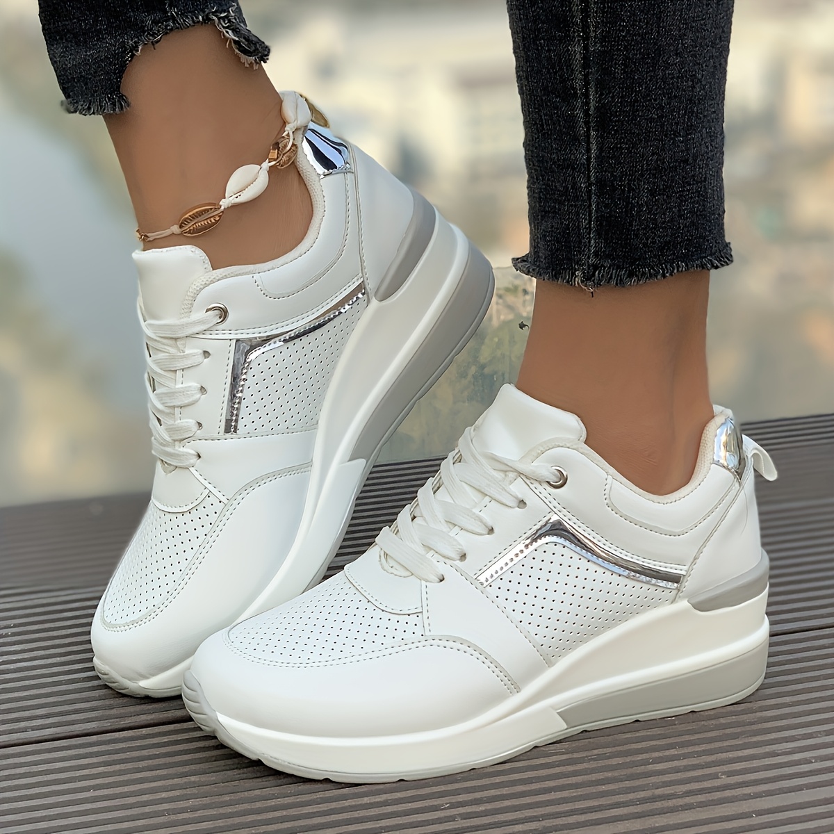 women's chunky platform sneakers low top lace casual shoes Temu