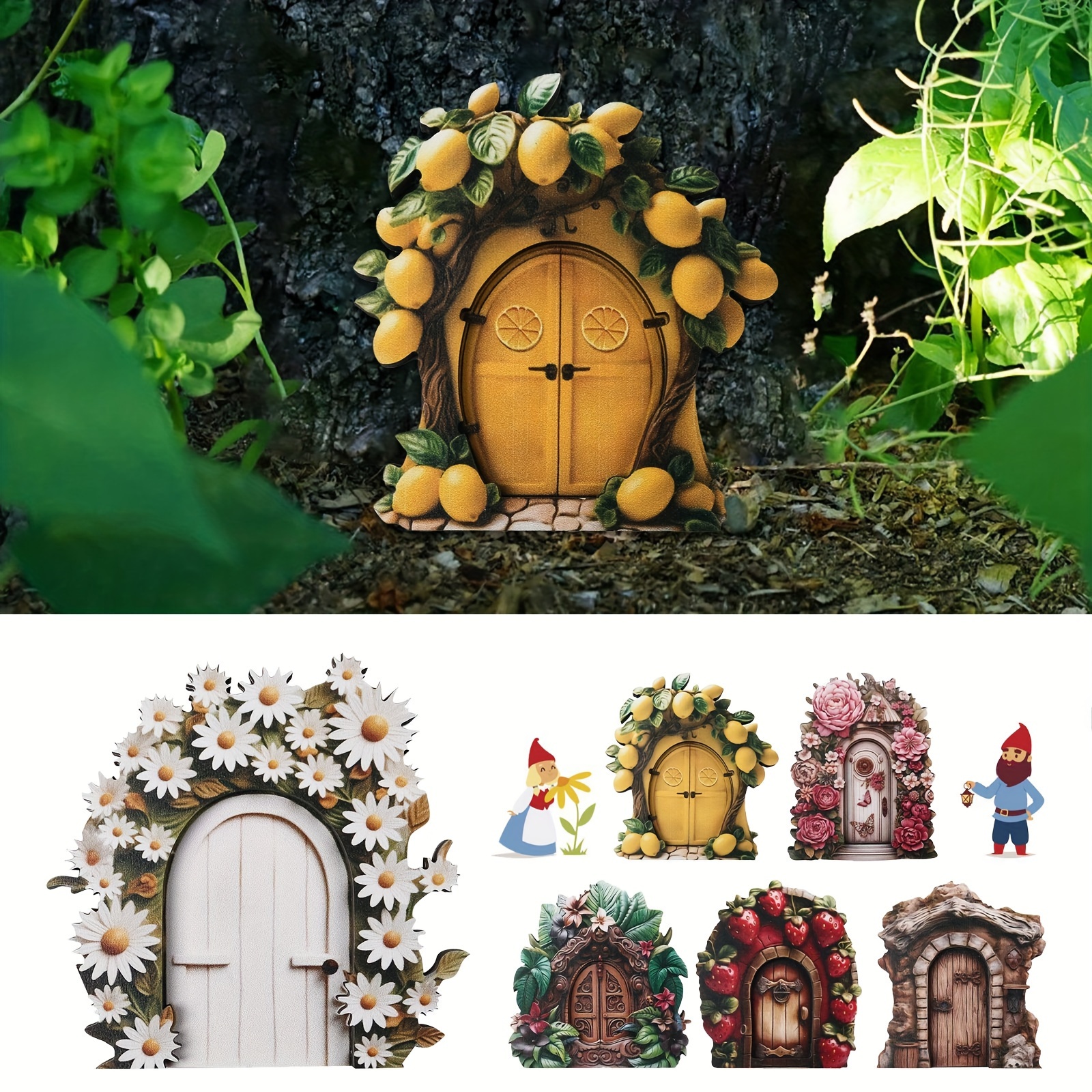 

1pc, Micro Landscape Elf Door, Creative Wood Fairy Tale Fairy Door Home Decoration Ornament, Home Garden Yard Desktop Corner Wooden Decoration Crafts