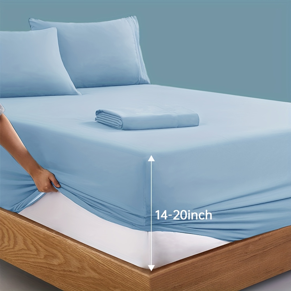 TEMU Extra Deep Pocket Queen Size Sheets Set - Hotel Luxury 2000 Sheets & Pillowcases - Adults&chi Bedding Set Up To 20inch Mattress - Bed Sheets 14-20inch Deep Pockets - 4pcs