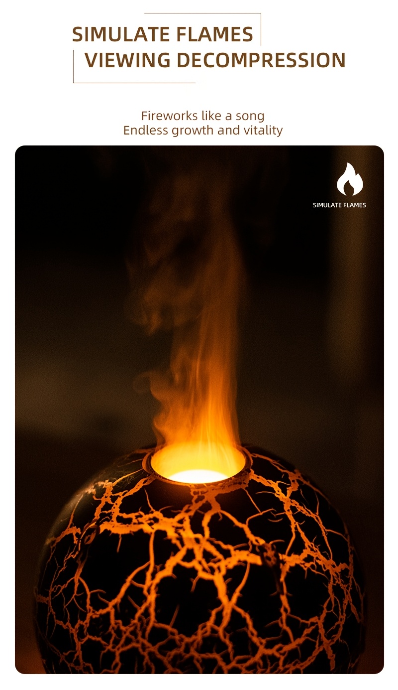 Humidificateur et Difuseur de Parfum Globe Craquelé - Créateur de Brume Compact pour Huiles Essentielles, Décor de Bureau/Chambre