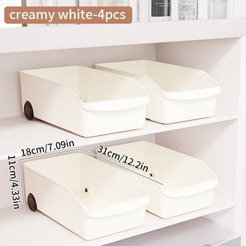item picture 4pcs large capacity portable plastic under sink organizers with wheel durable multipurpose organizers with handles for underwear kitchen essentials sturdy easy to carry dorm room essentials for storage and organization