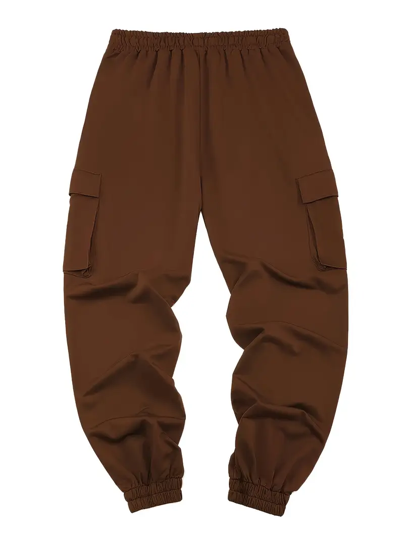 4pcs mens plus size casual cargo joggers set solid color Temu