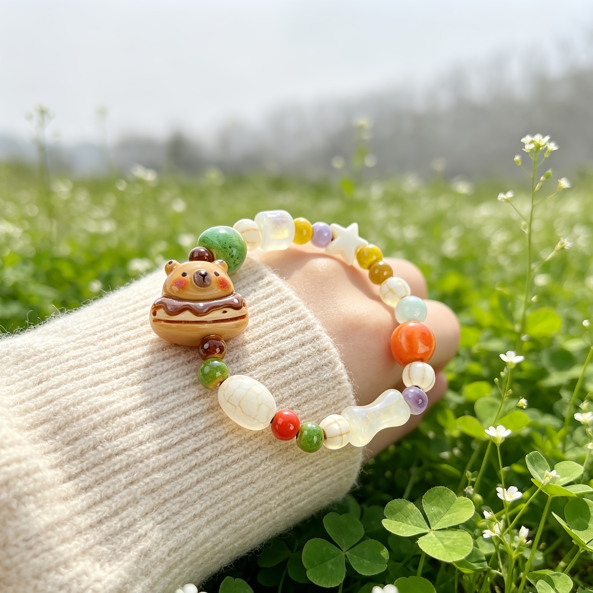 Chinese Style Ceramic Beaded Bracelet, Vintage Design
