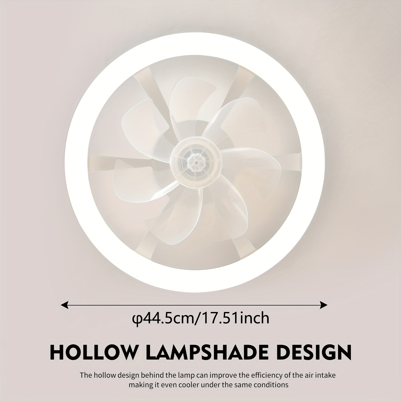 1pc ceiling fans with lights 44 5 51inch led fan light kit flush mount ceiling fan with remote white low profile ceiling fan with 6 wind smart dimmable for suitable for living room bedroom attic kitchen laundry room dining room details 0