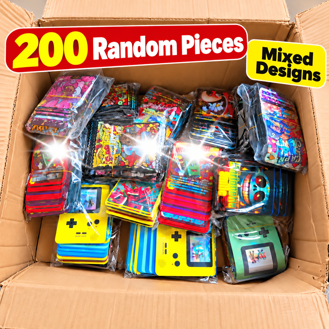 TEMU 200pcs Reusable High-quality 3.5g Large Mixed Holographic Mylar Zip Bags, 20 Random Designs, Polyethylene Film, For Jewelry And Gift Bags. Gift