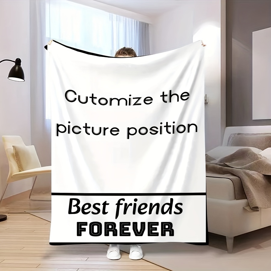 

Custom Photo & Name Flannel Blanket For Best Friends - Soft, Warm, All-season Throw For Couch, Bed, Office, Outdoor - Perfect Gift For Birthdays, Holidays, Anniversaries